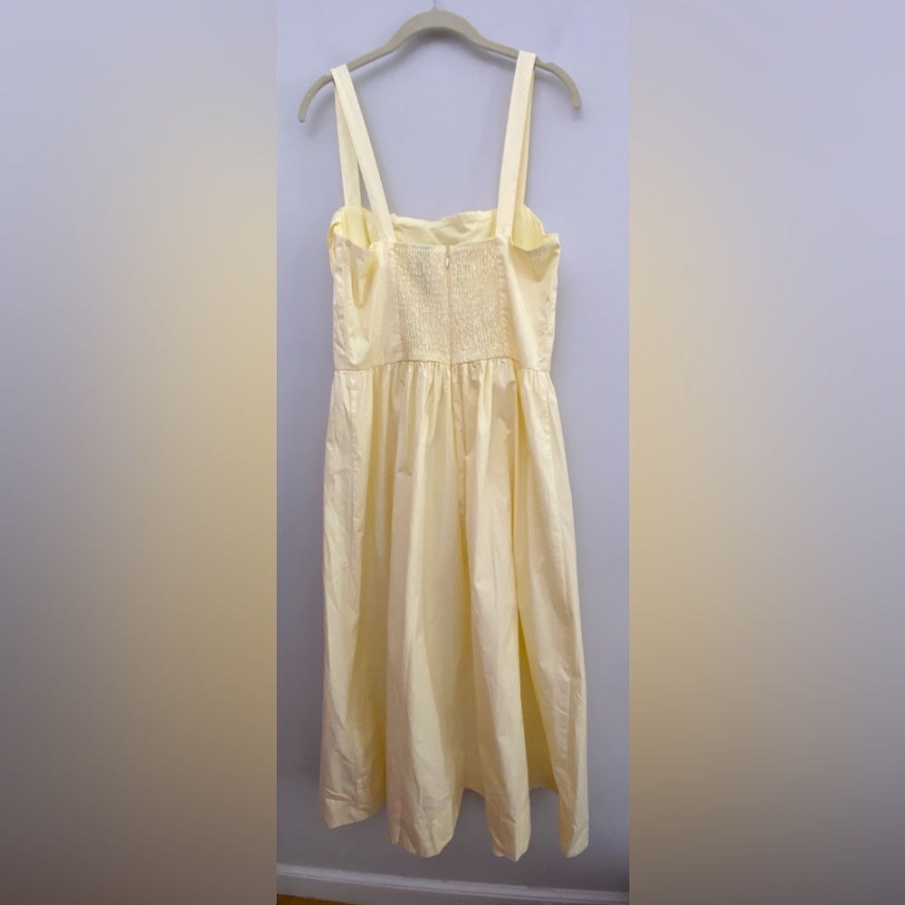By Anthropologie Drop-Waist Ruched Midi Dress XL yellow new with tag - Picture 7 of 7